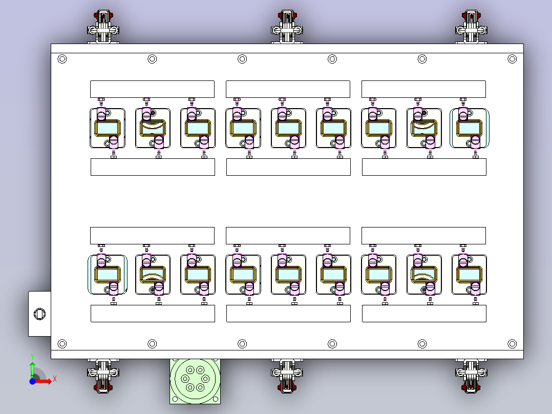 C20电池模组连接片与极柱焊接夹具前视图