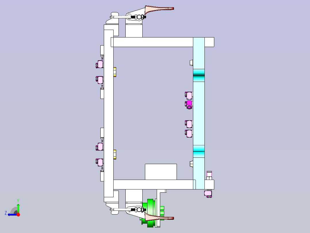 C20电池模组连接片与极柱焊接夹具右视图