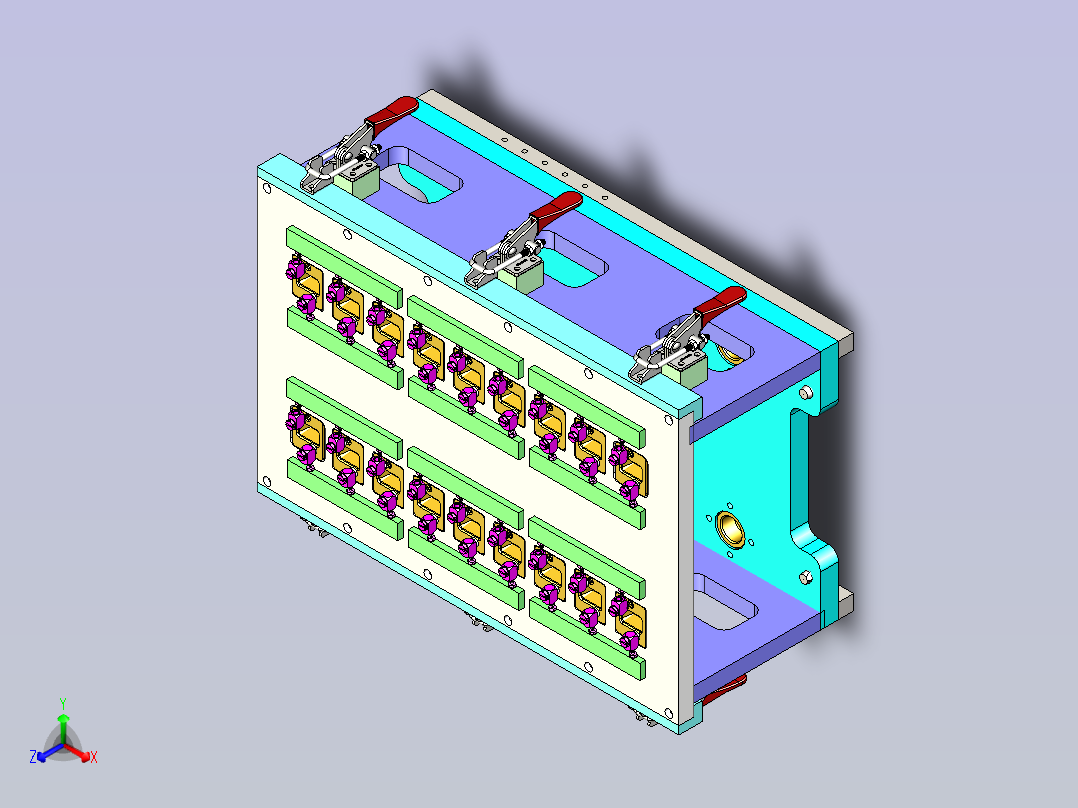 C20电池模组连接片与极柱焊接夹具正等轴测图