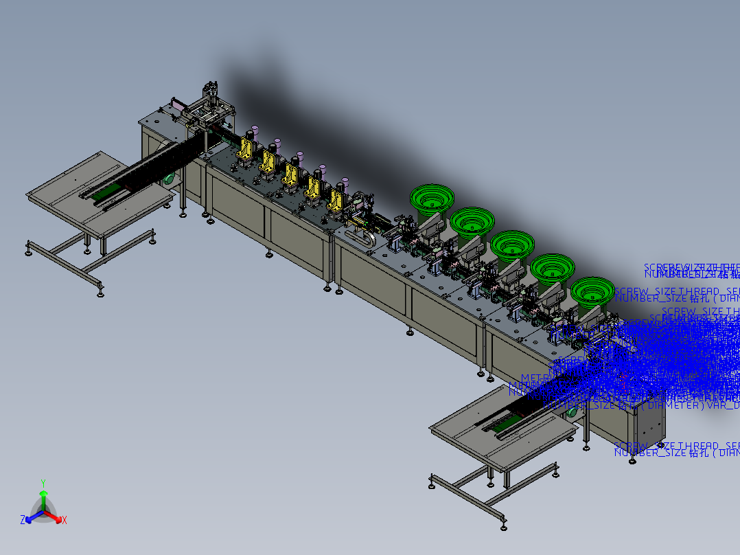 打火机部件超声波焊接组装生产线proe4.0可编辑正等轴测图