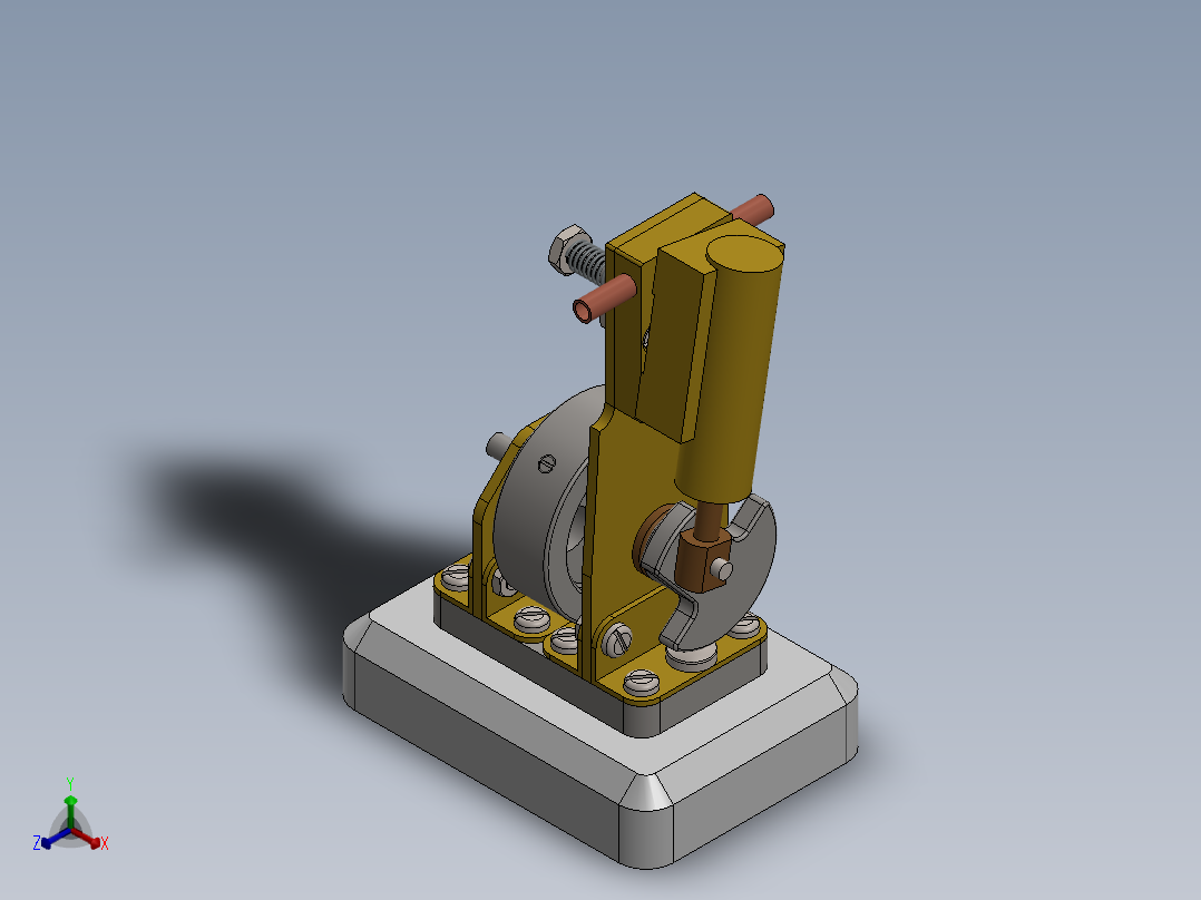 摆动式蒸汽机正等轴测图