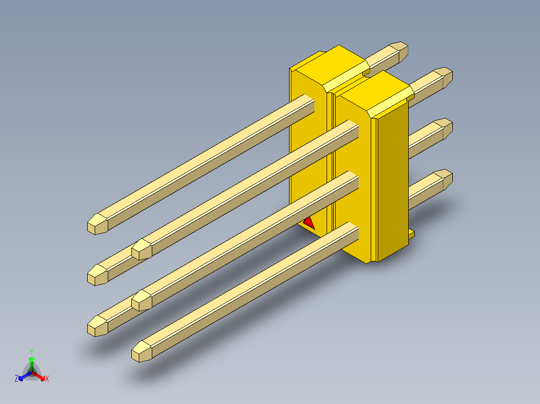 彩色公头100mil（2.54mm）系列-DS1021_yellow_3x02p_100mil_Type5_rev1.0主视图