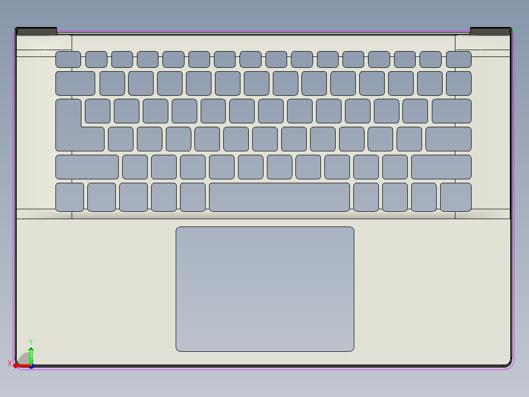 笔记本外壳铣外形C角程序模型后视图