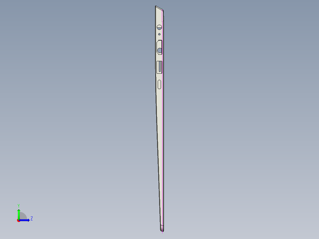 笔记本外壳铣外形C角程序模型左视图