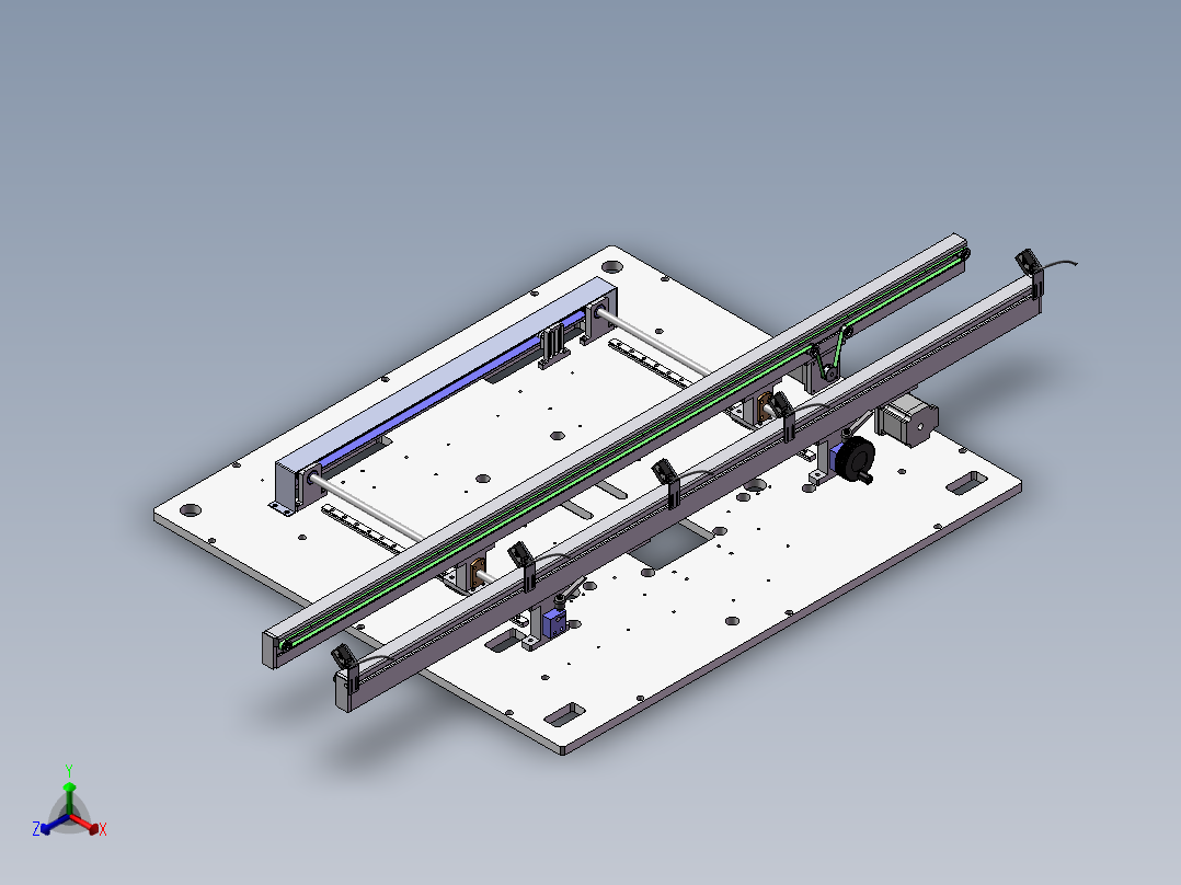 1.388米双带宽度可调输送机构正等轴测图