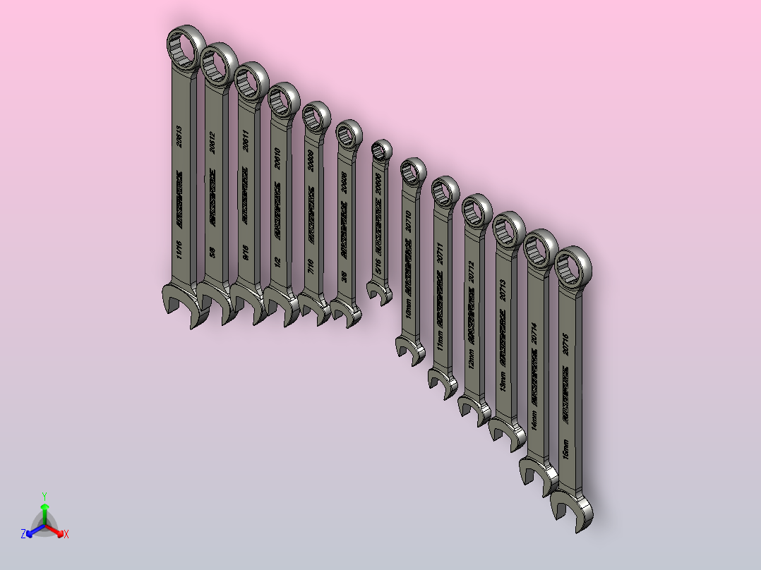 13件套组合扳手主视图