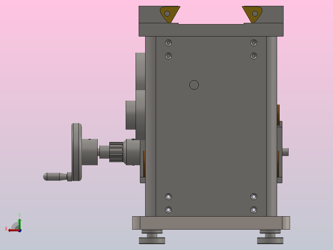 金属加工牛头刨床3D图纸 Solidworks设计后视图