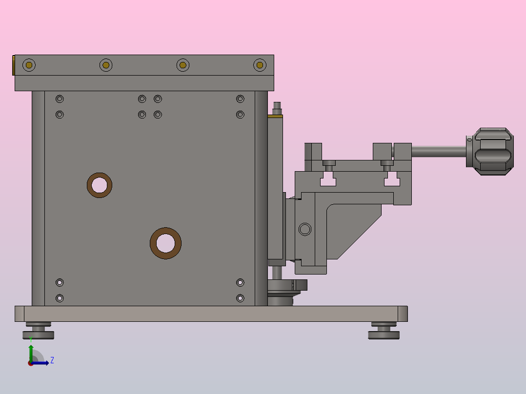 金属加工牛头刨床3D图纸 Solidworks设计左视图