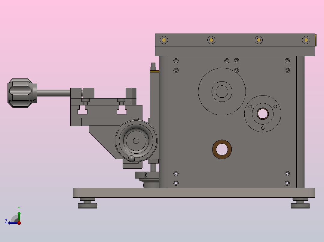 金属加工牛头刨床3D图纸 Solidworks设计右视图