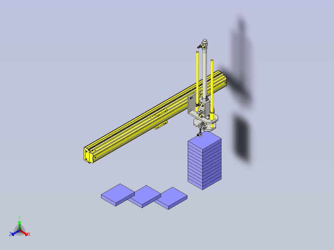 一款不同高度的拾放3D模型主视图