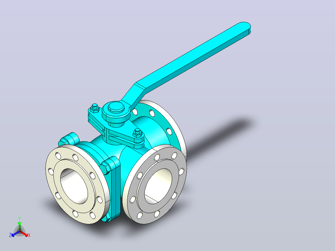 Q44-644-944-45-645-945F-Y-25 三通法兰球阀[125],,主视图