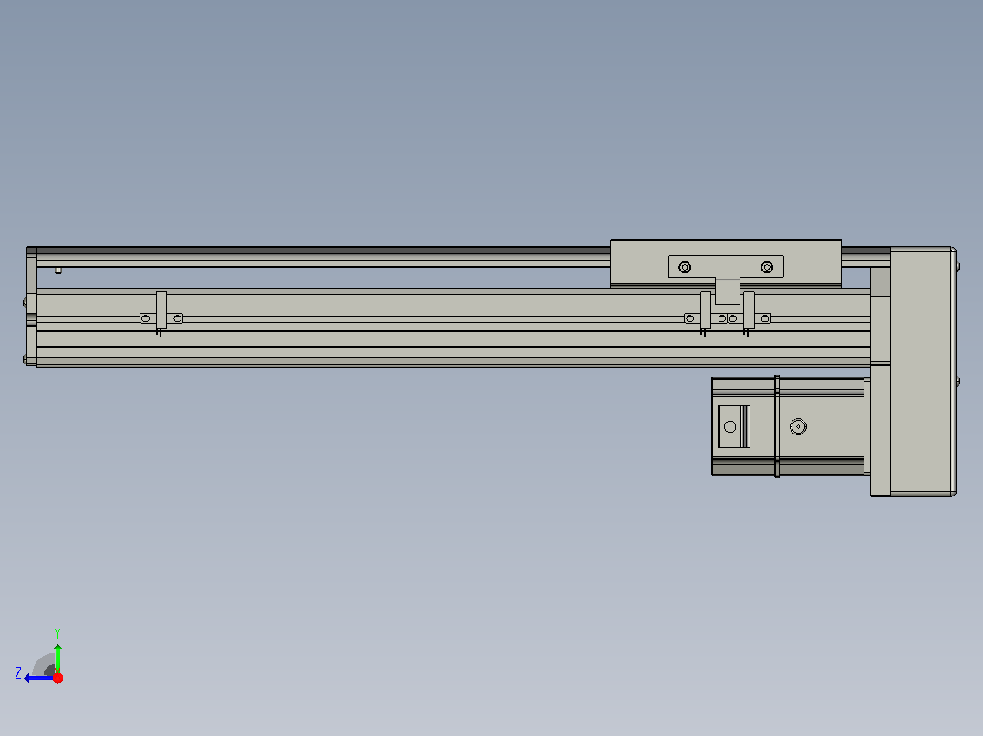 SYS14-300-BM-200W滚珠花健、支撑座、滚珠丝杠、交叉导轨、直线模组.STEP右视图