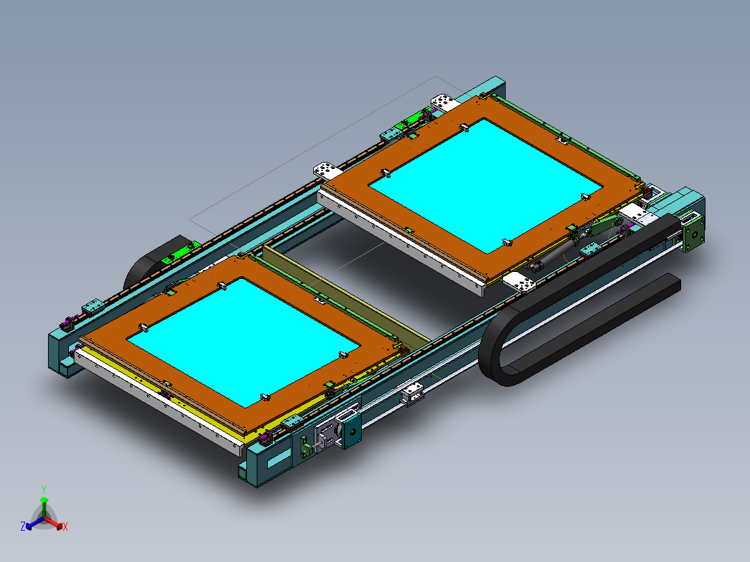 曝光机工作台框正等轴测图