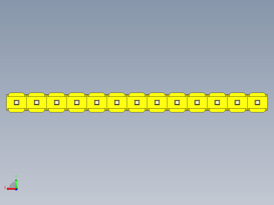 彩色公头100mil（2.54mm）系列-DS1021_yellow_1x13p_100mil_Type43_rev1.0后视图