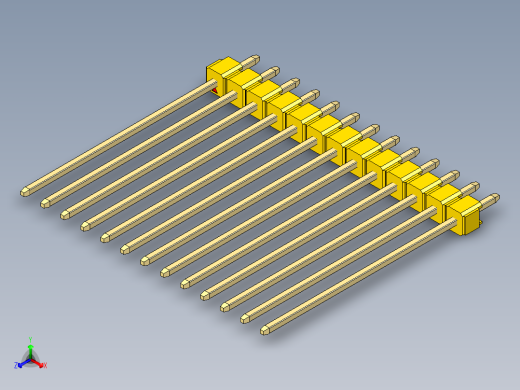 彩色公头100mil（2.54mm）系列-DS1021_yellow_1x13p_100mil_Type43_rev1.0正等轴测缩略图