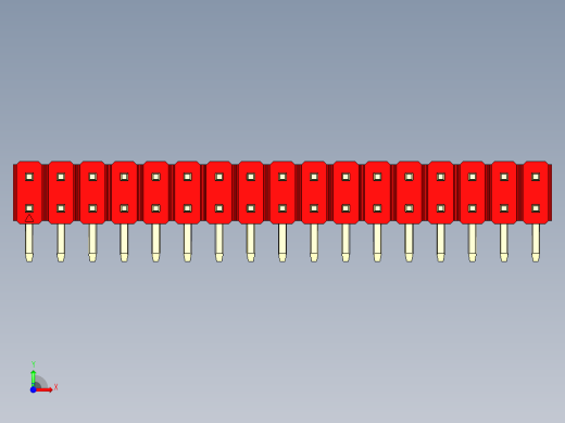 彩色公排针 100mil 2.54mm 系列-DS1022_red_2x17p_100mil_TypeD_rev1.0前视缩略图