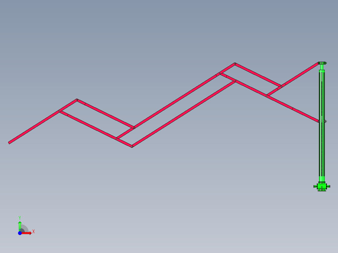 雨伞折叠机构三维模型前视图