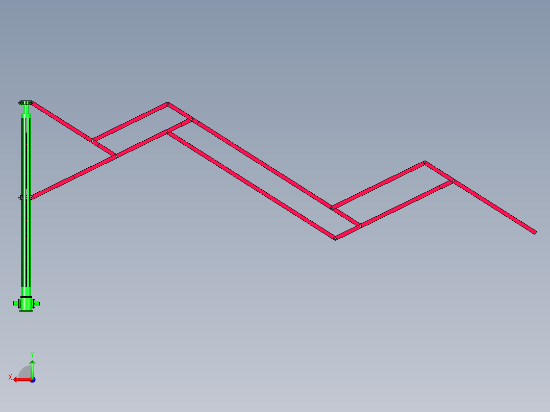 雨伞折叠机构三维模型后视图