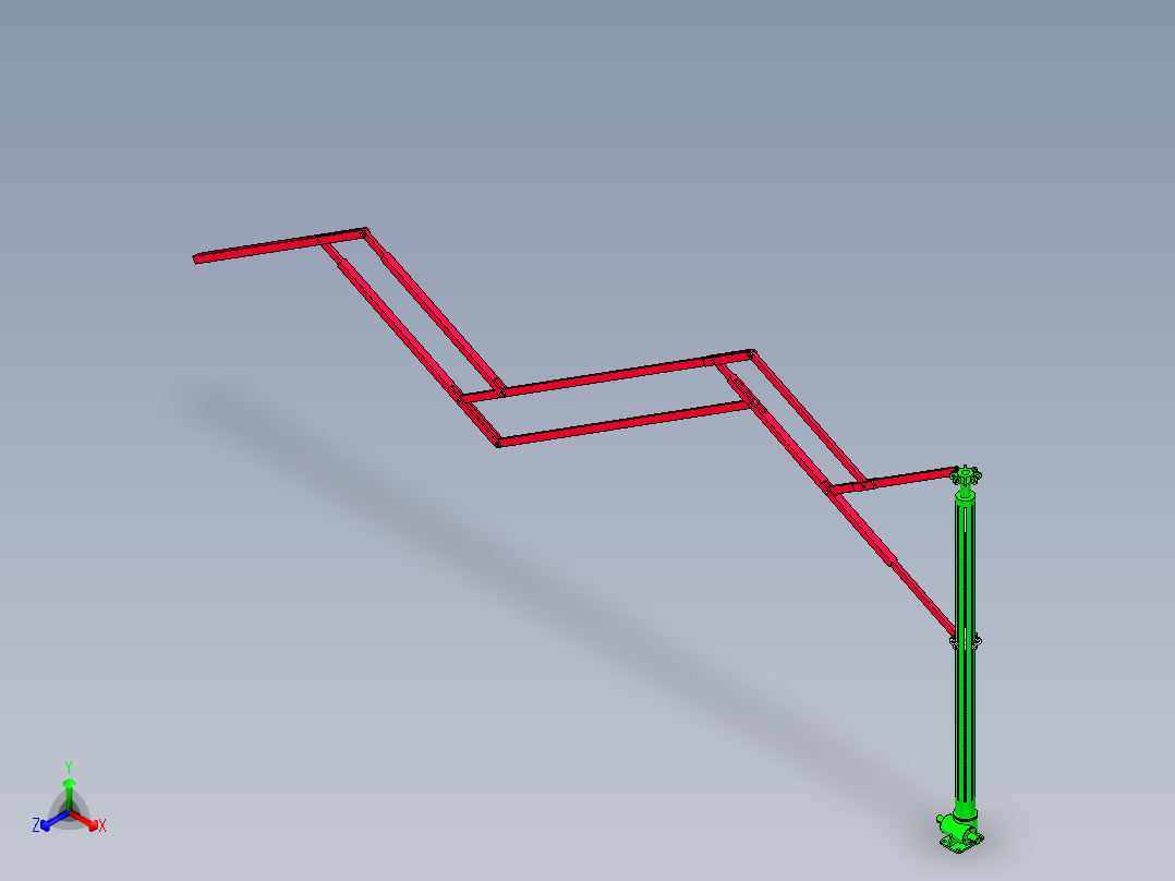 雨伞折叠机构三维模型正等轴测图