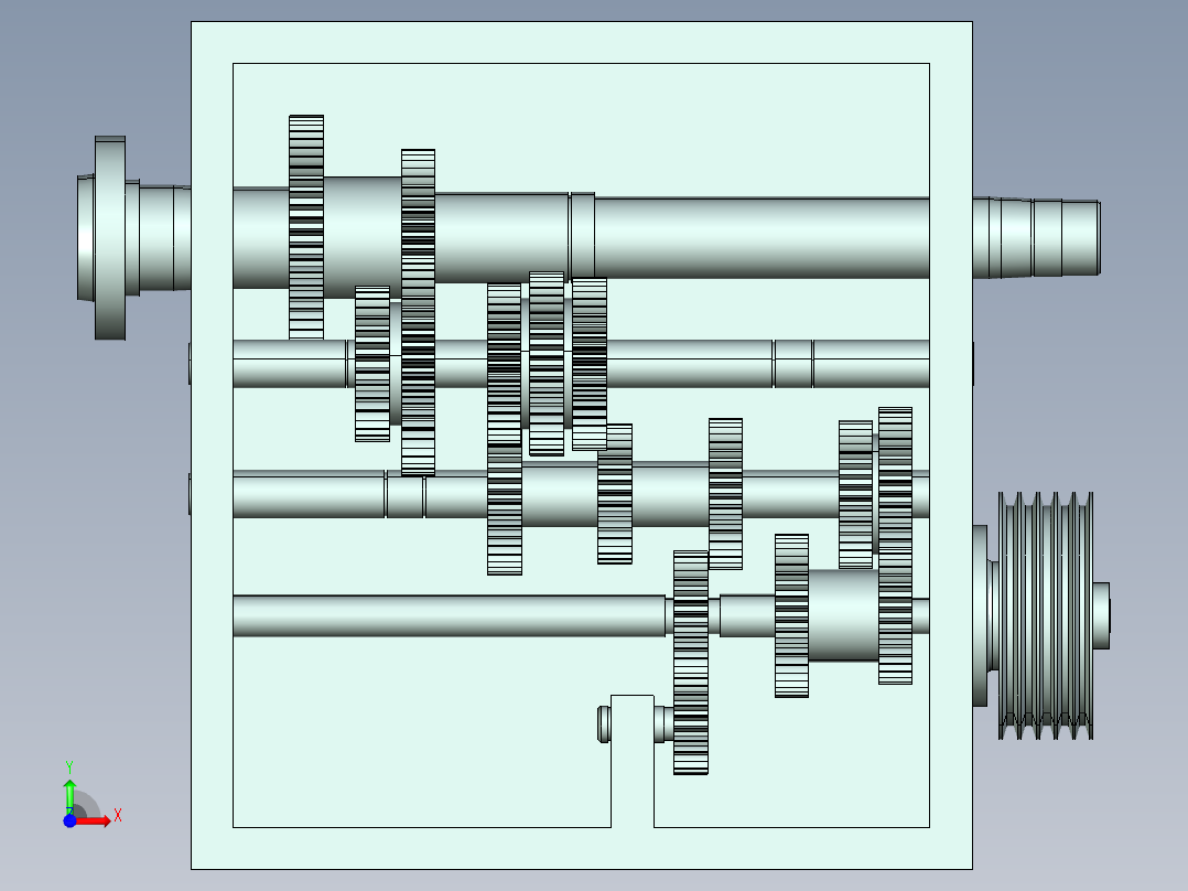 机床变速箱2前视图