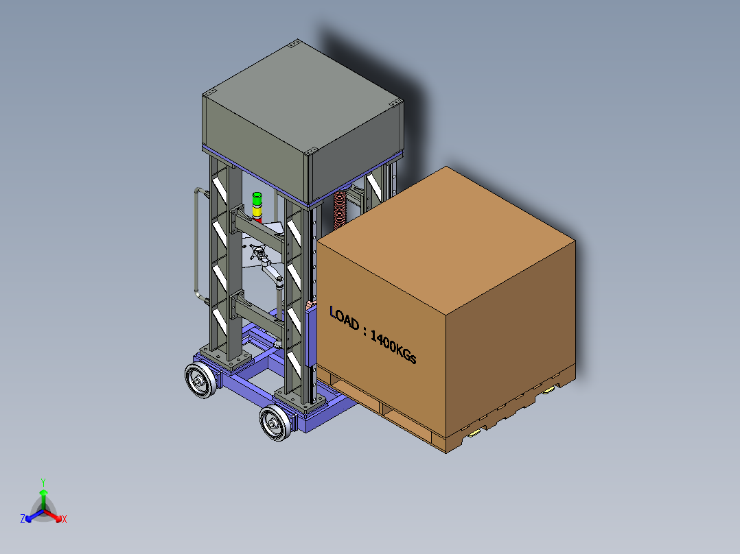 手动物料叉取搬运车正等轴测图