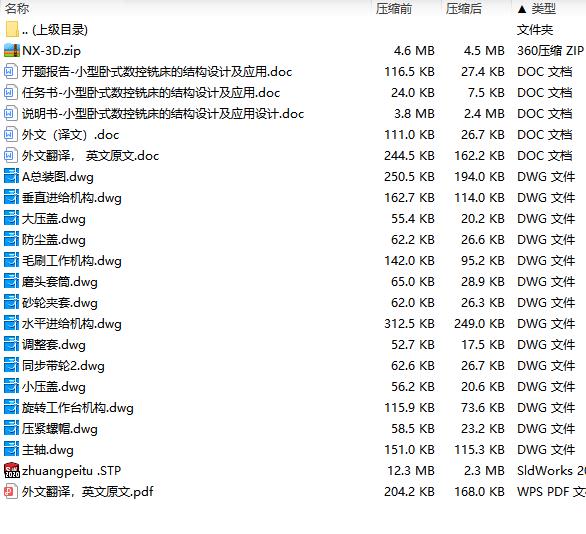 小型卧式数控铣床的结构设计及应用含NX三维及14张CAD图带开题