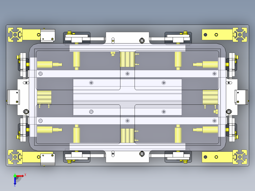 箱体定位机构俯视图