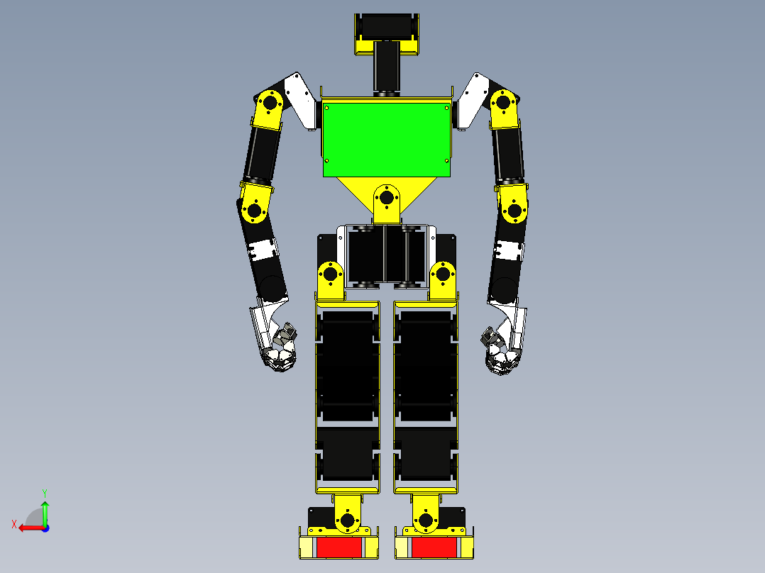Robonova人形机器人结构模型3D图纸 STEP格式后视图