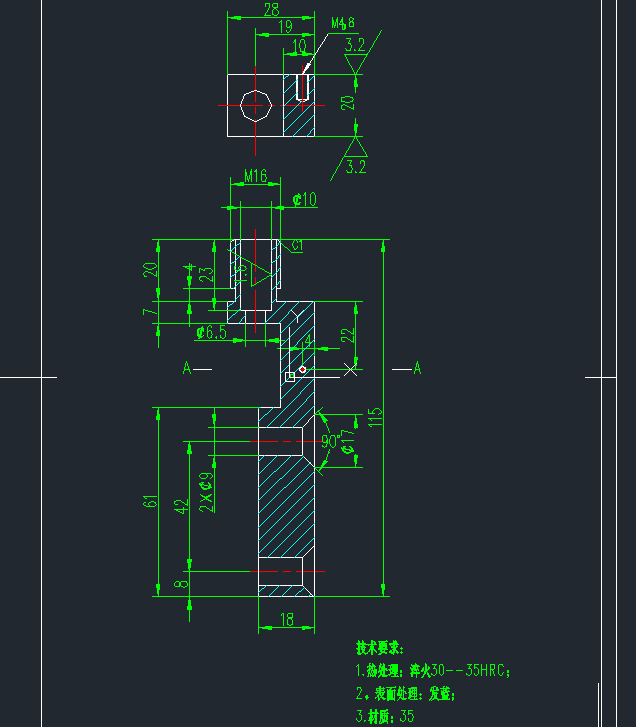 制定支架零件（图5-8）的加工工艺，设计钻2×Φ9孔钻床夹具