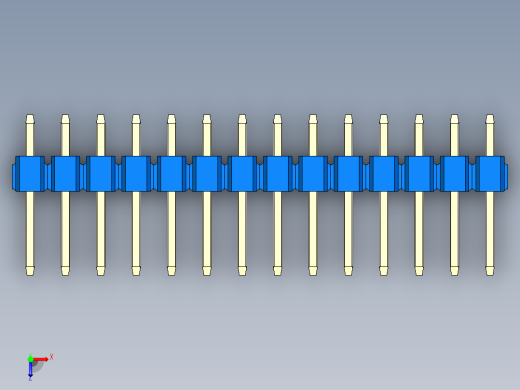 彩色公头100mil（2.54mm）系列-DS1021_blue_1x14p_100mil_Type1_rev1.0俯视缩略图