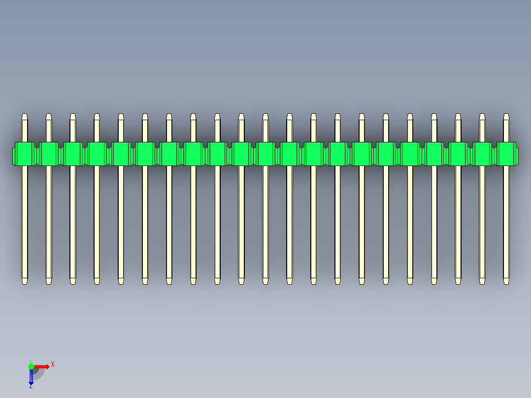 彩色公头100mil（2.54mm）系列-DS1021_green_1x21p_100mil_Type5_rev1.0俯视图