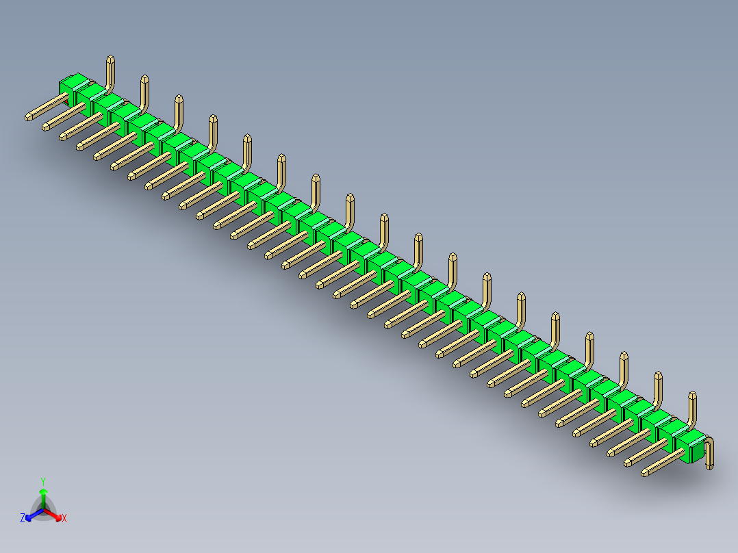 彩色公排针 100mil 2.54mm 系列-DS1022_green_37p_100mil_Type_SMT_R2_rev1.0主视图