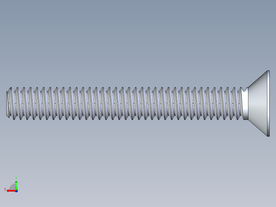锥形内六角头螺钉-FHCS 0.250x 2.000后视图