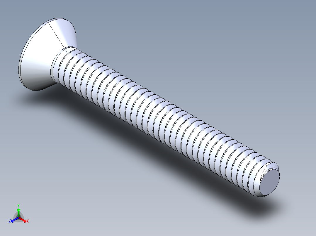 锥形内六角头螺钉-FHCS 0.250x 2.000正等轴测图