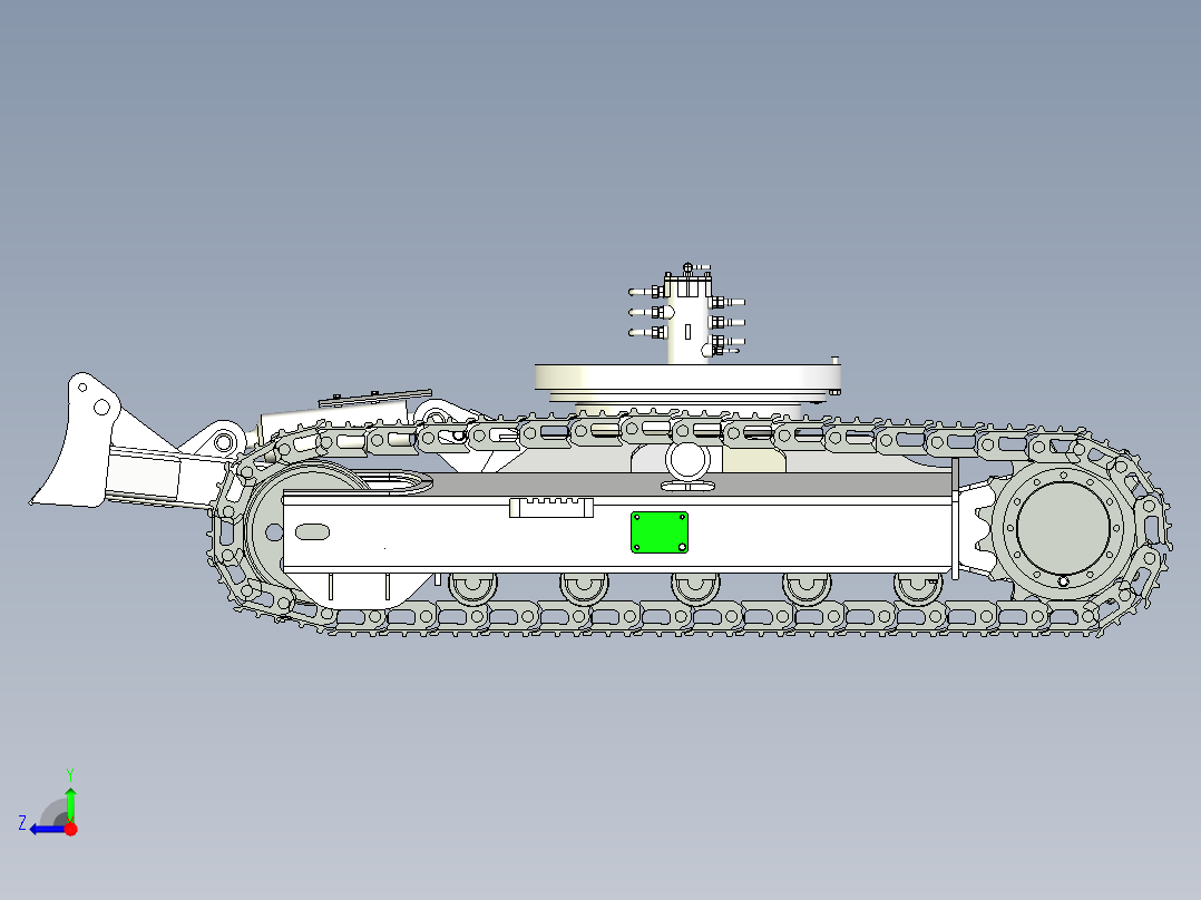 6吨挖掘机履带底盘三维SW模型+CAD右视图
