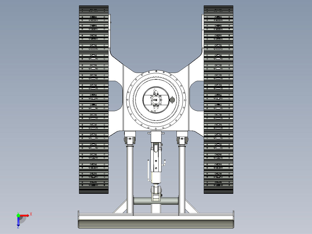 6吨挖掘机履带底盘三维SW模型+CAD俯视图