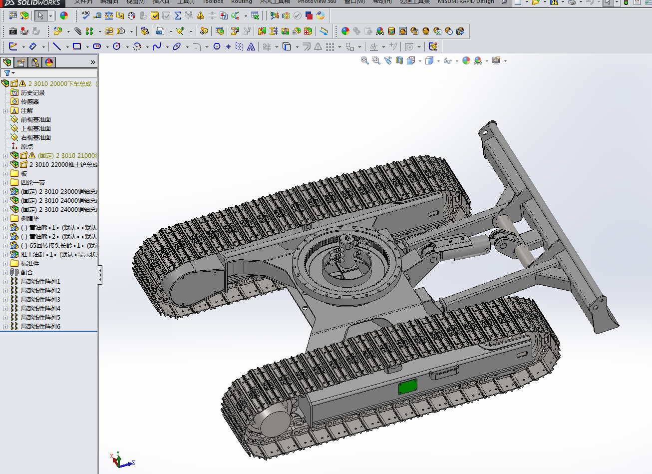 6吨挖掘机履带底盘三维SW模型+CAD