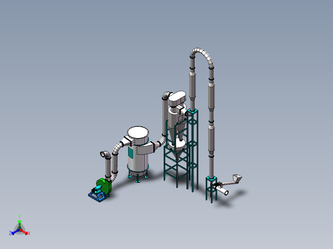 QG10型气流烘干机正等轴测图