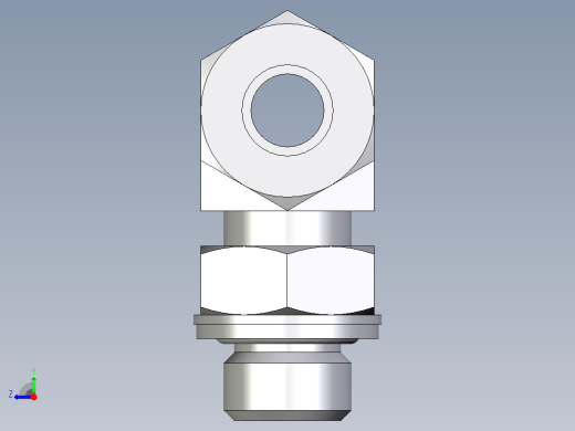 卡套式工业通用硬管接头EO_Adjustable_locknut_branch_tee_TEE10ZLMCF右视缩略图