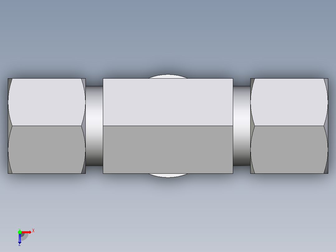 卡套式工业通用硬管接头EO_Adjustable_locknut_branch_tee_TEE10ZLMCF俯视图