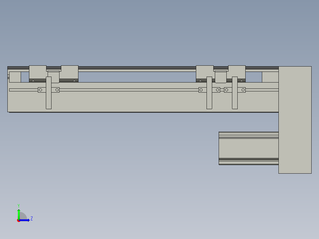 直线模组LHA6-S200-D-100W(16丝杆)设计图纸左视图