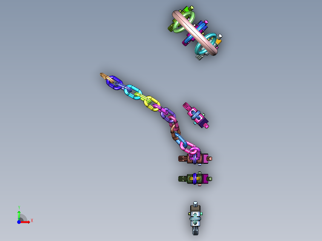 三腿单腿起重链条吊钩吊具蝴蝶扣成套吊具前视图