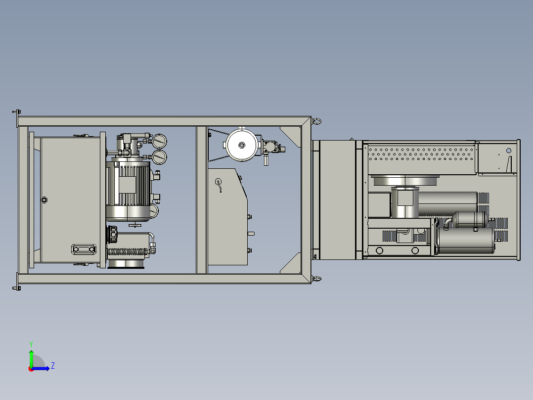 液压站油冷机固定支架组件左视图