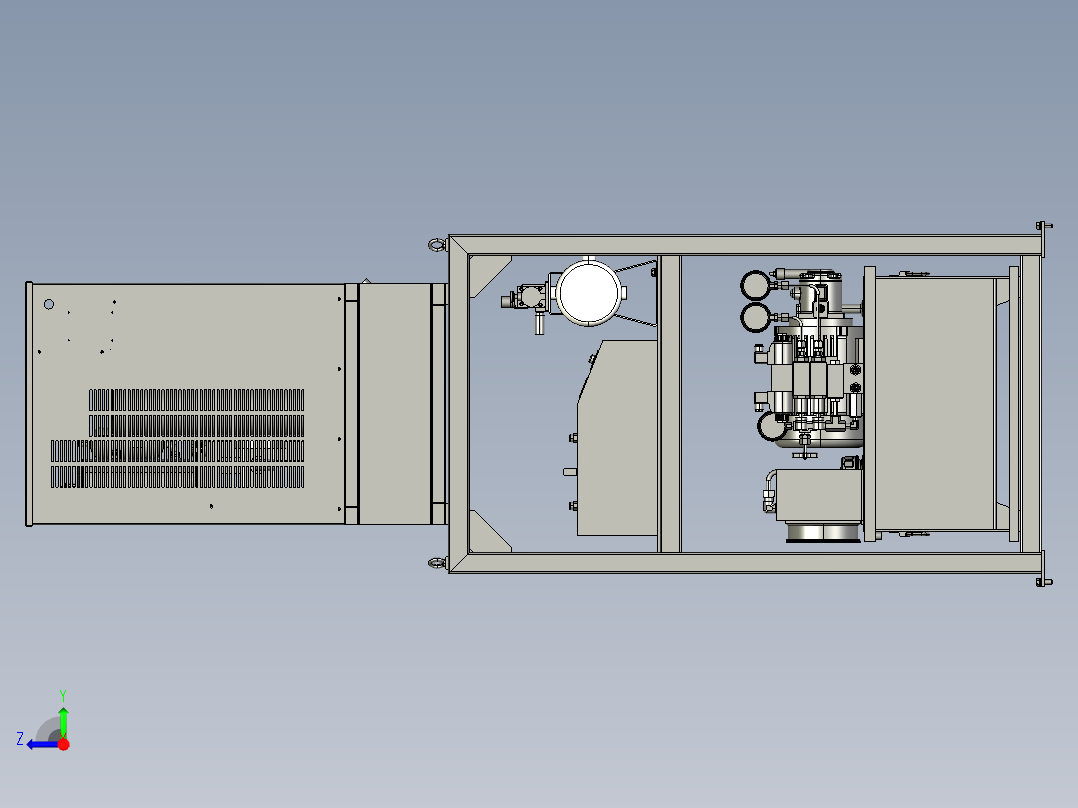 液压站油冷机固定支架组件右视图