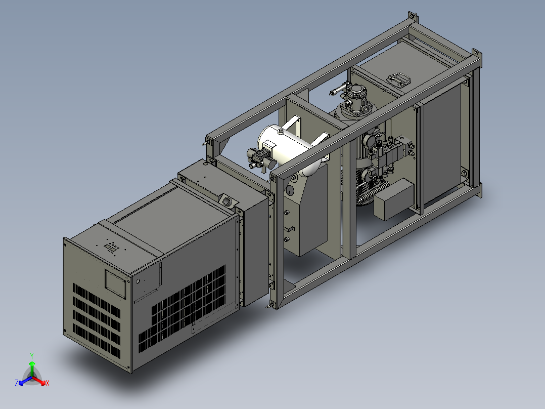 液压站油冷机固定支架组件正等轴测图