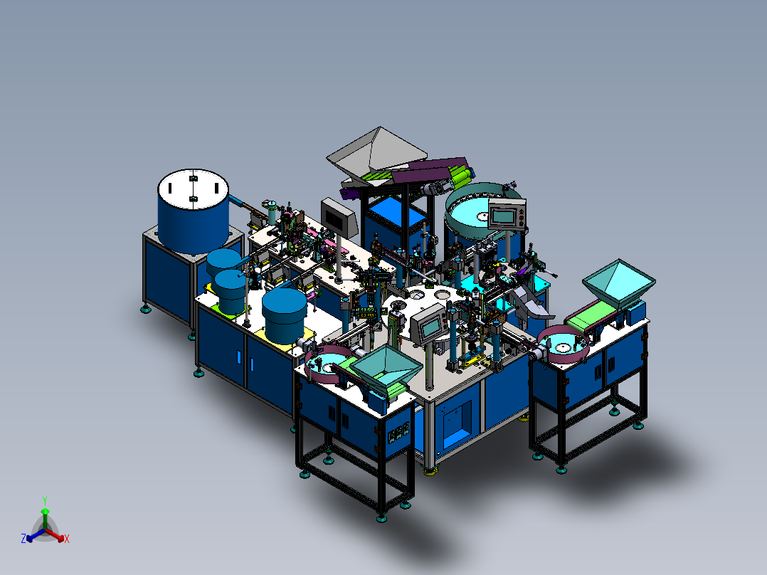 水洒中节全自动装配设备sw18可编辑正等轴测图