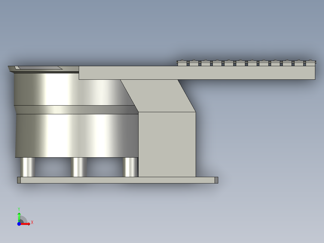 上支撑架震动盘装配体前视图