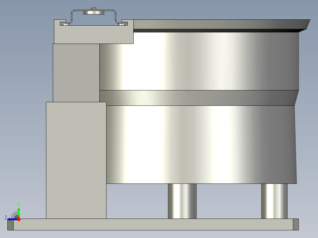 上支撑架震动盘装配体右视图