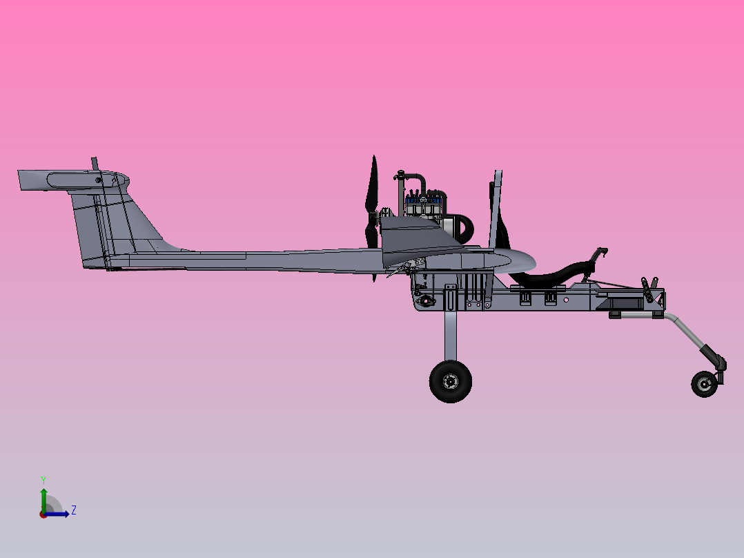 超轻型飞机概念设计左视图