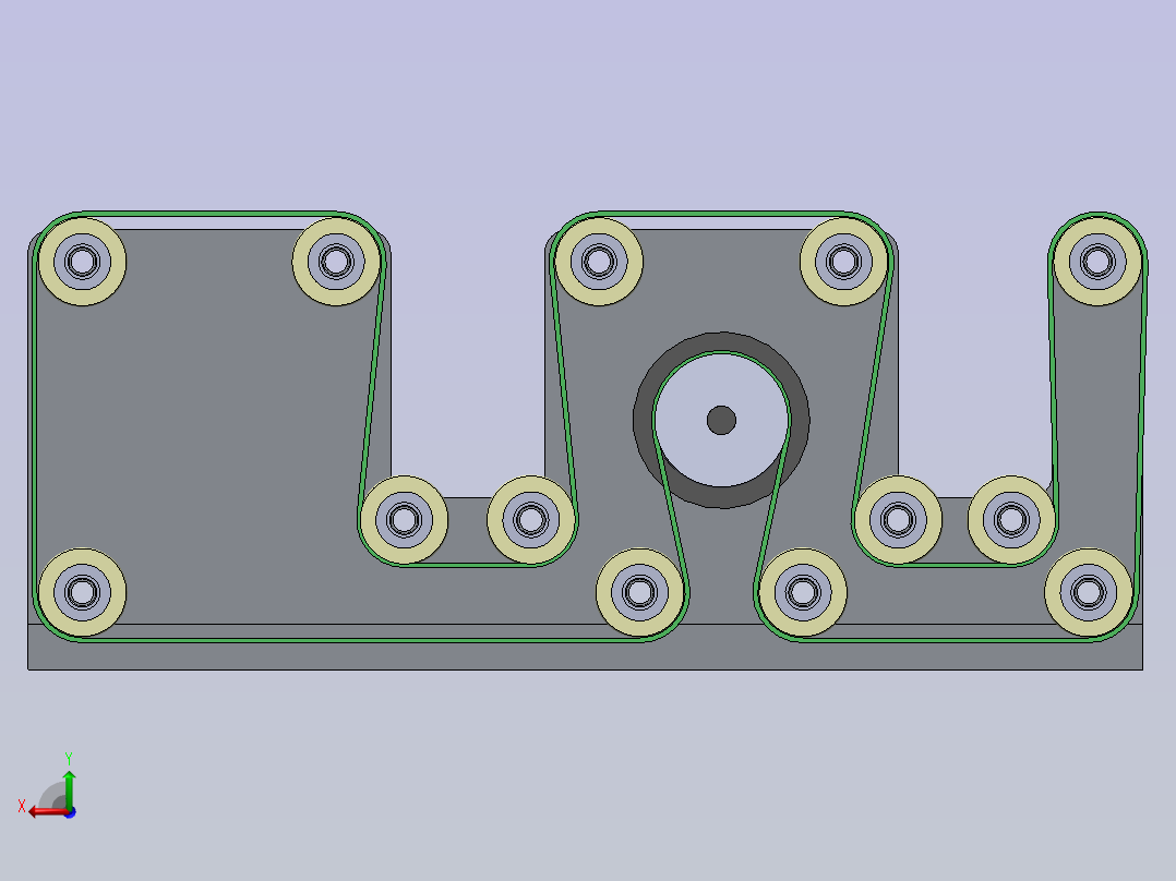 基于双出轴步进电机的双列皮带输送机后视图